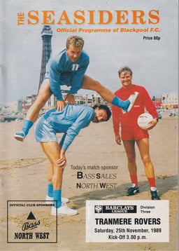 Blackpool v Tranmere Rovers Match Programme 1989-11-25